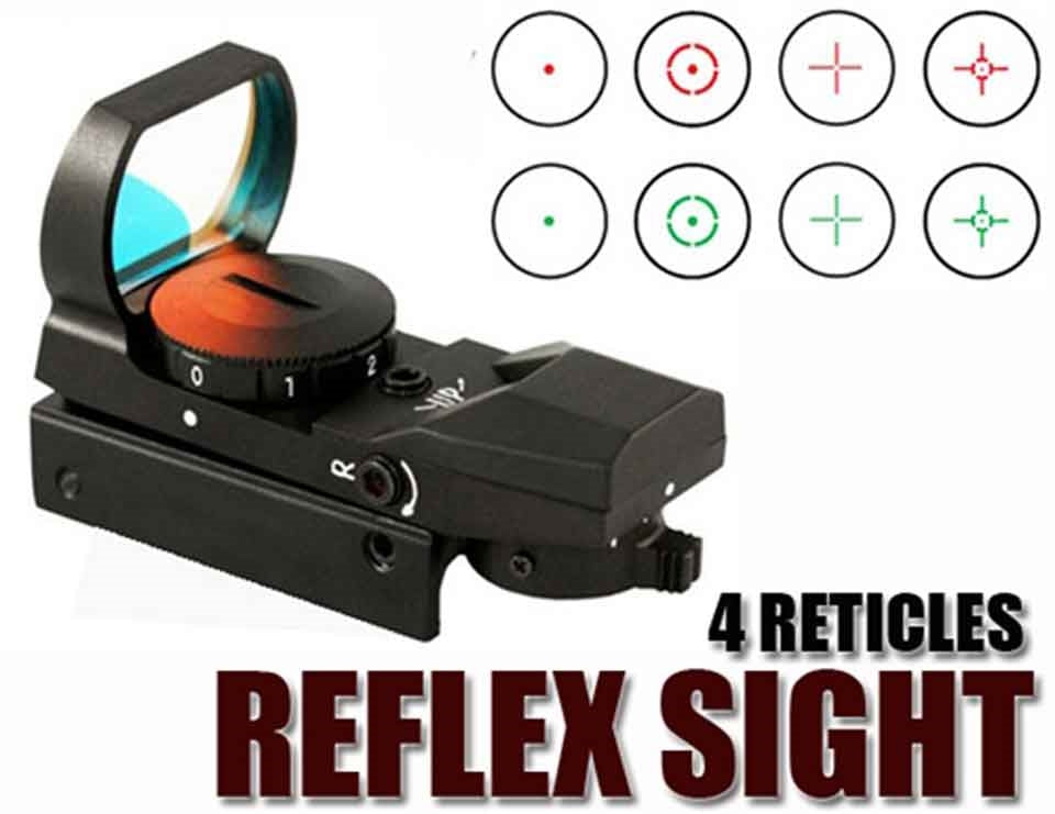 Trinity reflex sight with 4 reticles red green for tactical paintball marker. - TRINITY PAINTBALL