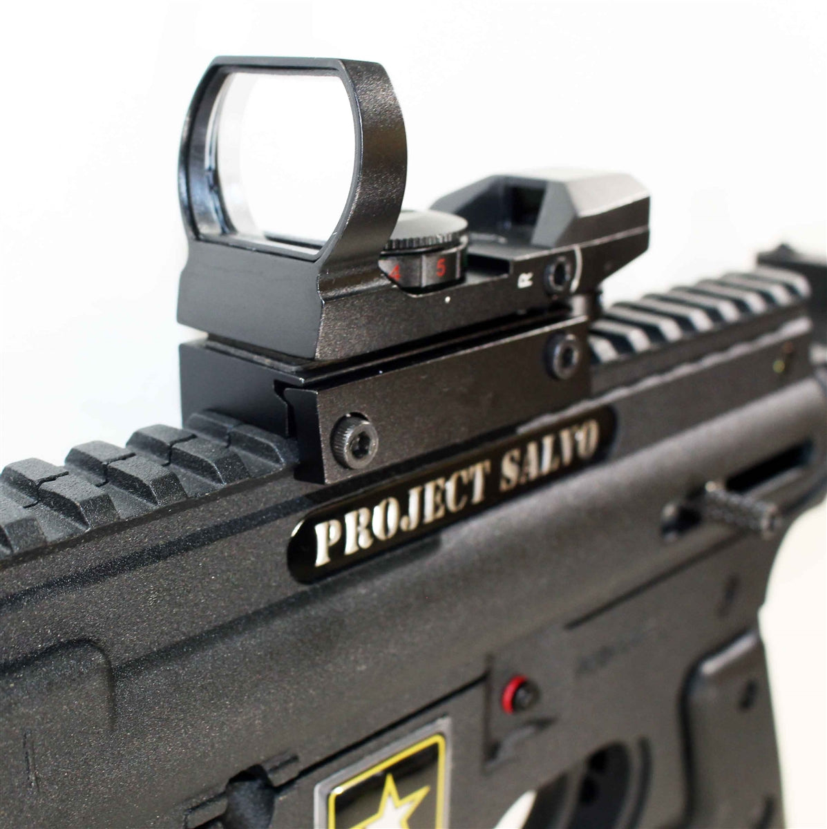 Trinity reflex sight with 4 reticles red green for Tippmann Project Salvo paintball guns. - TRINITY PAINTBALL