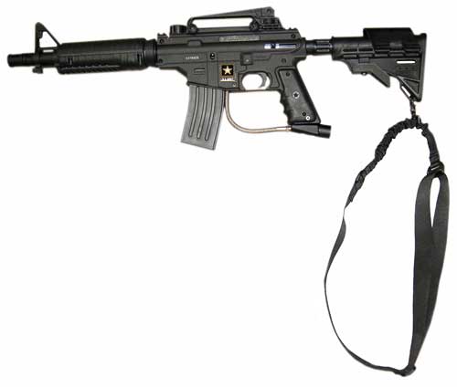 TRINITY one point sling compatible with Tippmann Bravo One paintball marker.
