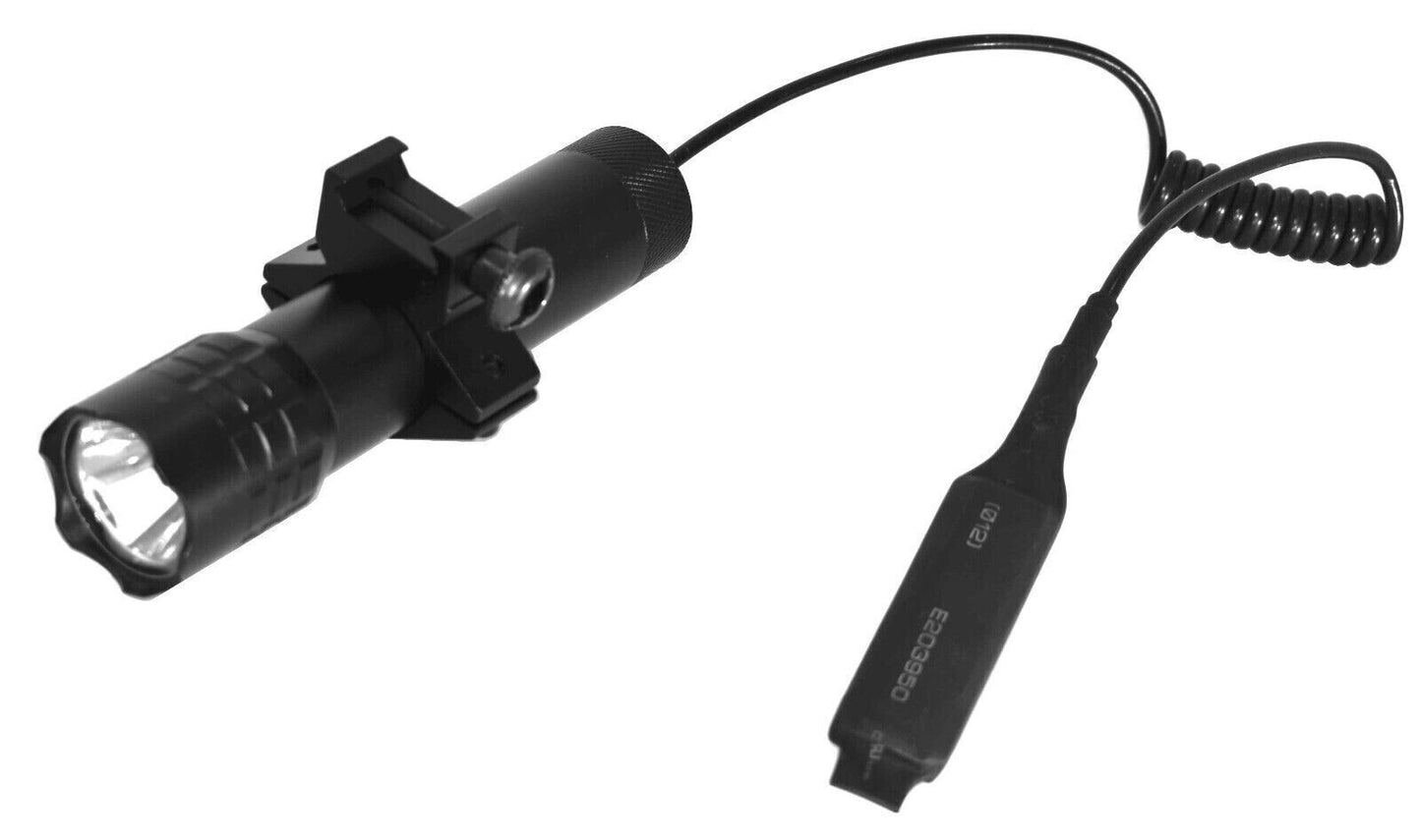 Tactical Flashlight Weaponlight With Gun Mount Wire Cord Switch compatible with tactical paintball guns.