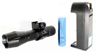 Trinity 1200 lumen strobe led flashlight picatinny mounted compatible with tactical paintball guns.